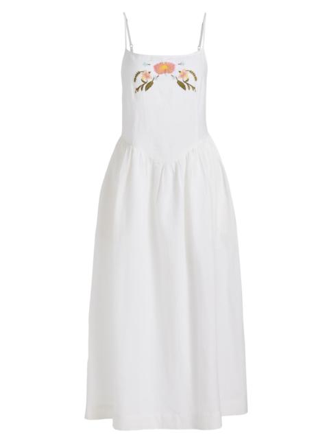 CIAO LUCIA! Women's Neroni Embroidered Cotton-Linen Midi-Dress - White