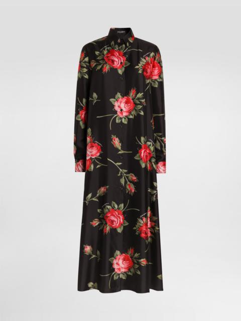 Dolce & Gabbana Rose bouquet-print long twill dress