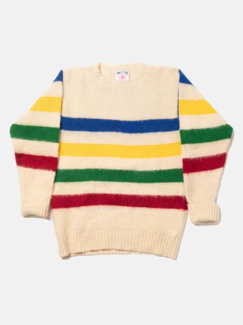 J. PRESS MADE-IN-SCOTLAND TRAPPER STRIPE SHAGGY DOG SWEATER - CLASSIC FIT