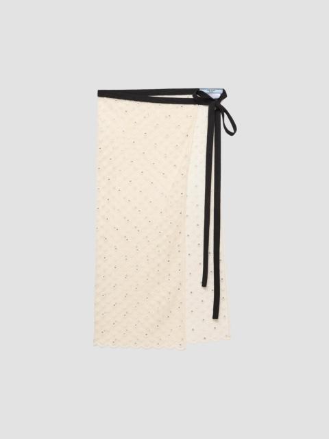 Prada Women's Embroidered Lace Skirt - Beige