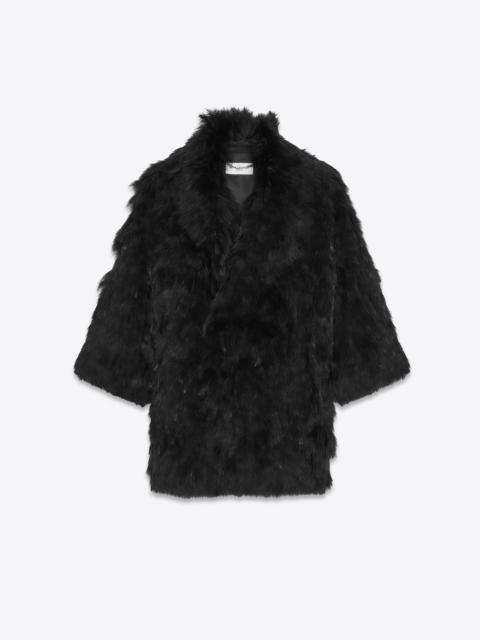 SAINT LAURENT coat in silk and feathers