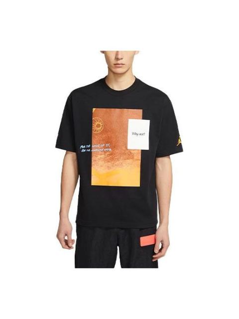 Jordan 왜 에어 요르단? 캐주얼 스포츠 인쇄 패턴 짧은 소매 블랙 DC3248-010