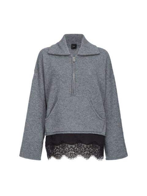 lace-trim mélange-effect jumper