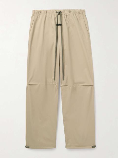 Wide-Leg Logo-Appliquéd Cotton-Blend Drawstring Trousers
