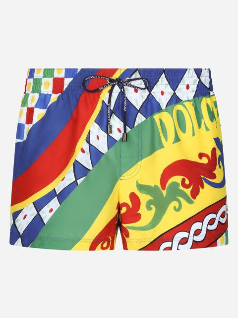 Dolce & Gabbana Short swim trunks with Carretto print