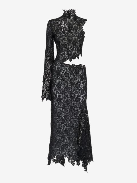 Alexander McQueen Women's Asymmetric Cut-out Lace Dress in Black