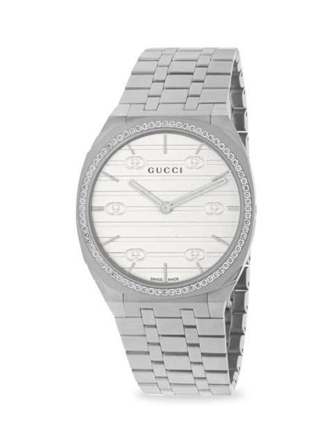 GUCCI Men's 25H Stainless Steel Bracelet Watch, 34MM