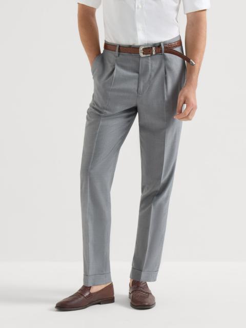 Brunello Cucinelli Virgin wool and silk lightweight hopsack trousers with pleat