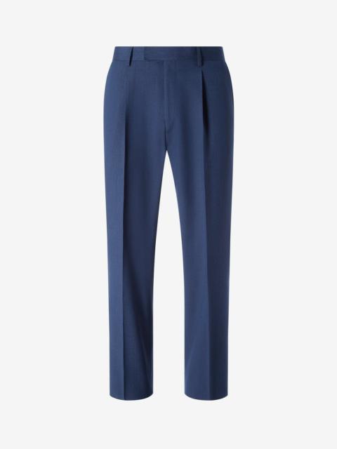 CORNELIANI Navy blue wool, silk and mohair single-dart trousers