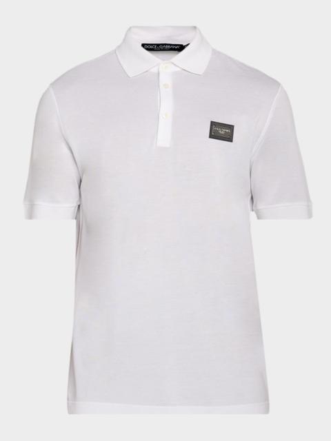 Dolce & Gabbana Men's Cotton Pique Polo Shirt with Branded Tag