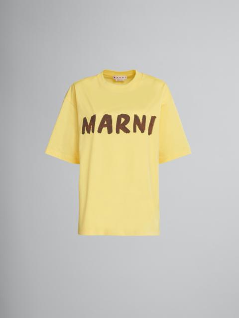 Marni YELLOW ORGANIC COTTON T-SHIRT WITH LOGO | REVERSIBLE