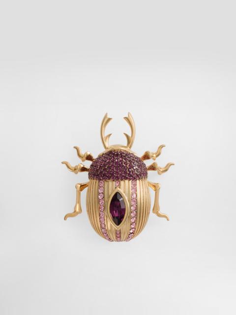 Dolce & Gabbana Beetle-shaped brooch with rhinestones