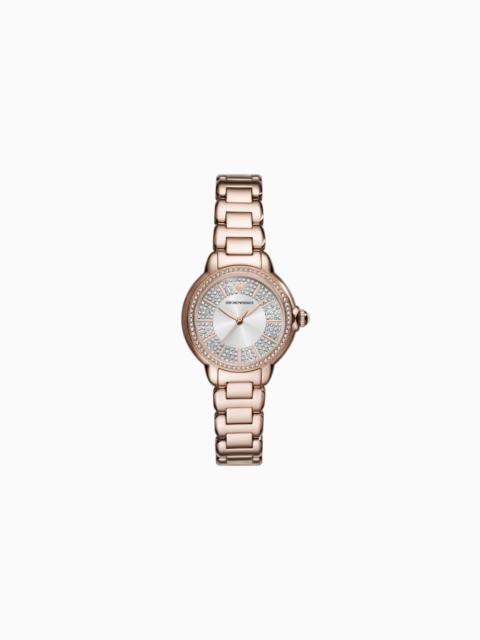 EMPORIO ARMANI THREE-HAND ROSE GOLD-TONE STAINLESS STEEL WATCH