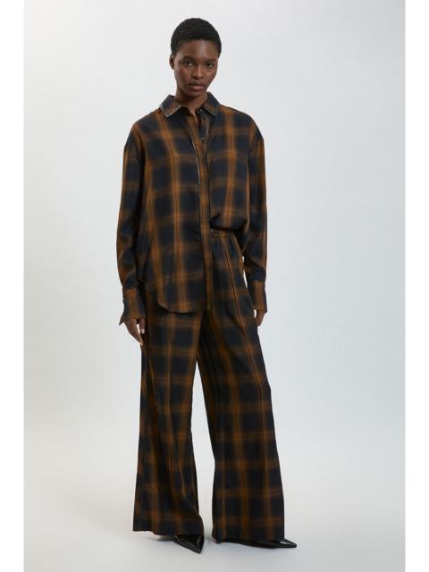KAREN MILLEN Petite Check PU Trim Detail Wide Leg Trouser