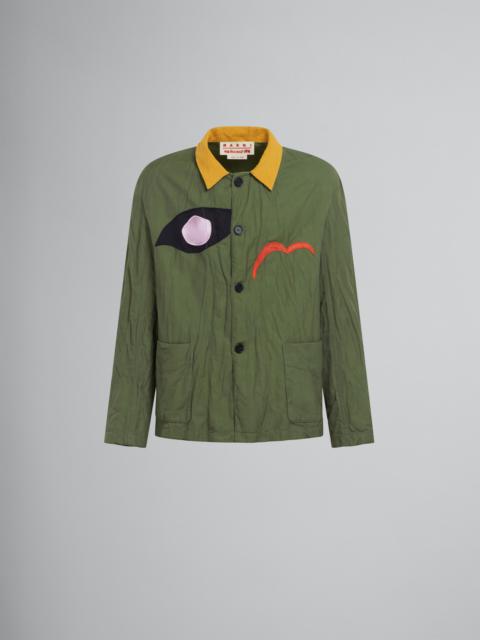 Marni MARNI X NO VACANCY INN - GREEN GABARDINE JACKET WITH EMBROIDERED PATCHES