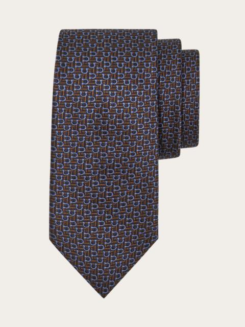 FERRAGAMO Jacquard tie with diagonal Gancini