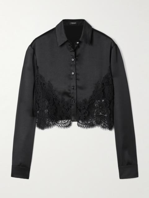 VERSACE Lace-trimmed Satin Shirt