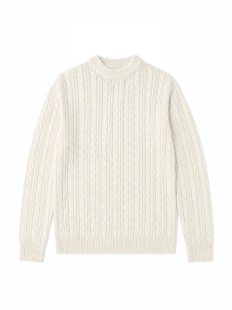 The Kooples ECRU WOOL CABLE-KNIT CREW NECK SWEATER