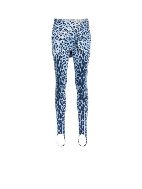 Roberto Cavalli Heritage Jaguar print gathered leggings