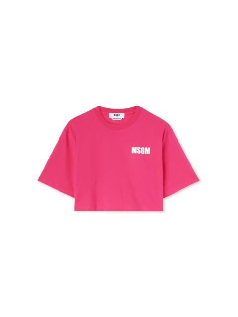 MSGM Crop T-Shirt with "Never look back" logo