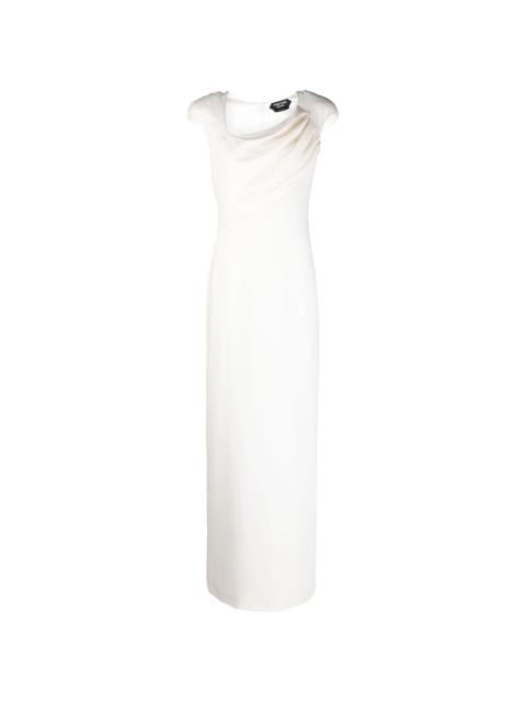 asymmetric-neck silk dress