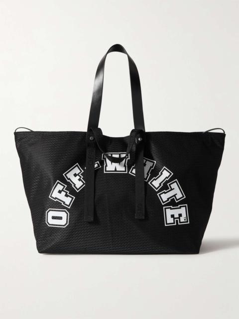 Off-White Leather and Webbing-Trimmed Printed Mesh Tote