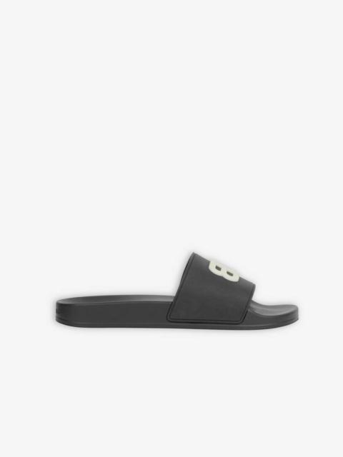 BALENCIAGA Men's Glow In The Dark Pool Slide Sandal in Black/white
