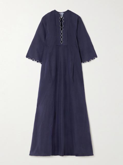 Thierry Colson Rachel Embroidered Cotton And Linen-blend Maxi Dress