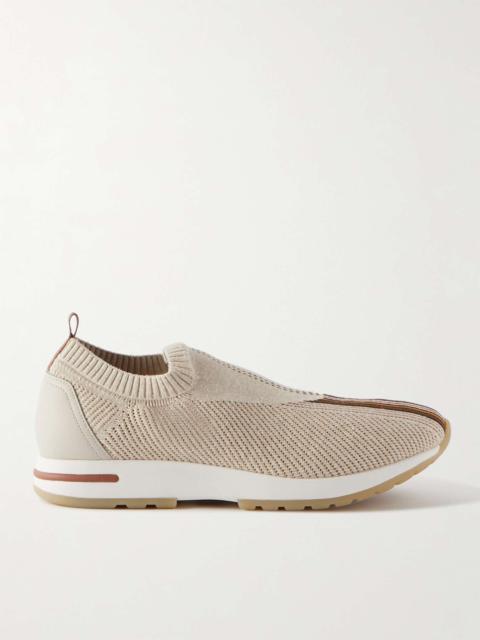 360 Lp Flexy Walk Leather-Trimmed Linen and Silk-Blend Slip-On Sneakers