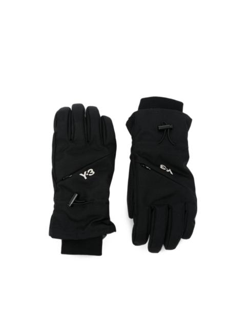 Y-3 logo-print zip-detail gloves