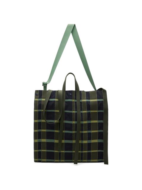 ISSEY MIYAKE Navy & Khaki Windswept Plaid Tote