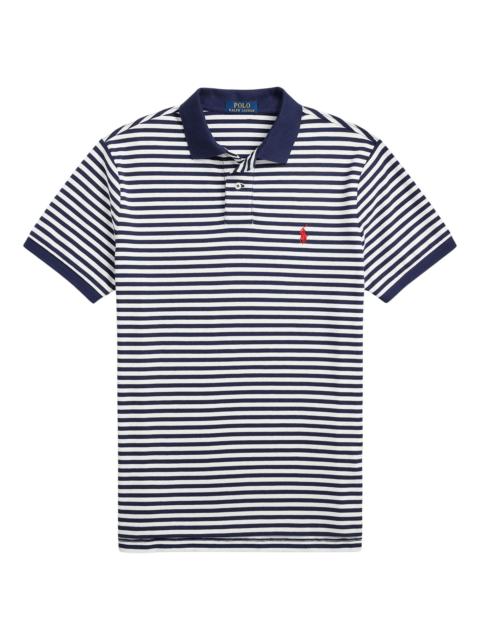 Polo Ralph Lauren Men's Custom-Slim-Fit Striped Mesh Polo Shirt - Deckwash White Navy