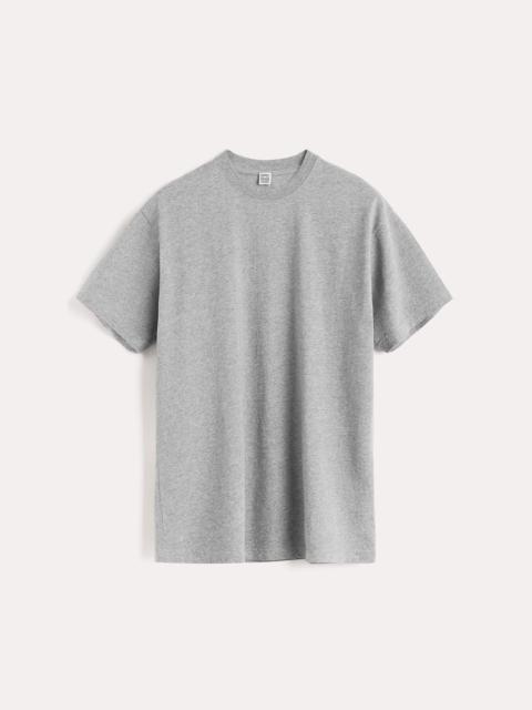 Straight cotton tee light grey melange