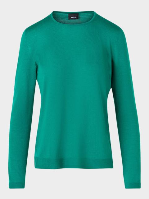 AKRIS Cashmere-Silk Fine Gauge Knit Sweater