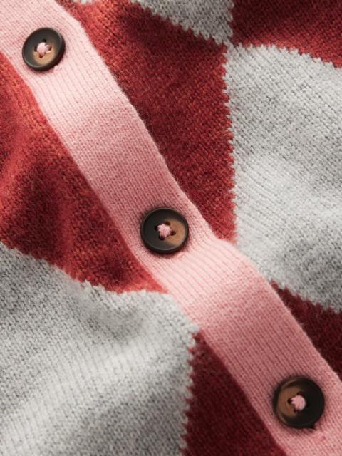 BODEN Ariadne Wool Blend Cardigan-Brown Argyle