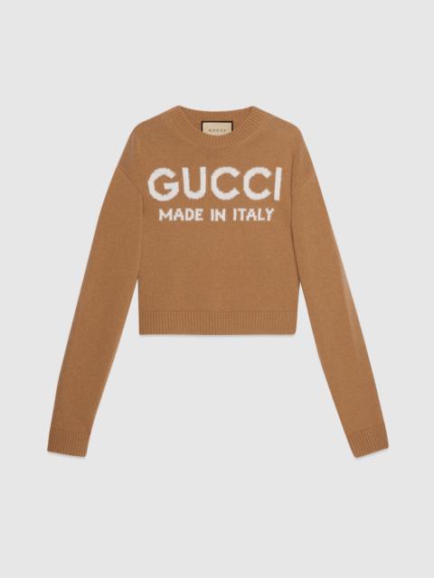 Wool top with Gucci intarsia