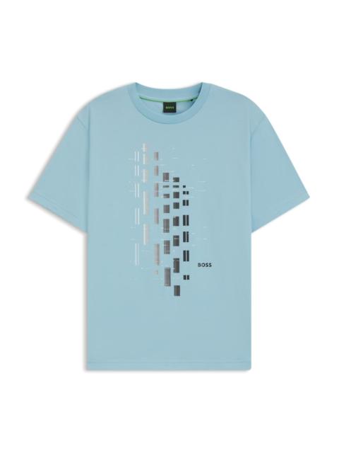 STRETCH-COTTON T-SHIRT WITH GEOMETRIC PRINT