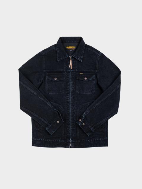 Iron Heart IHJ-123-OD 14oz Broken Twill Selvedge Denim Work Jacket - Indigo Overdyed Black