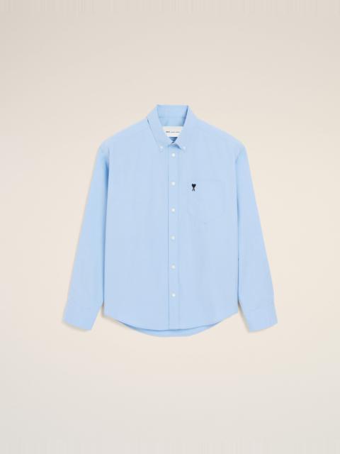 AMI Paris BLUE BOXY COTTON SHIRT WITH AMI DE COEUR