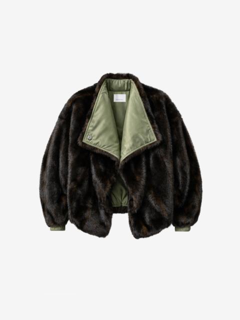 The Frankie Shop Vera Faux Fur Reversible Short Coat - Brown/Green