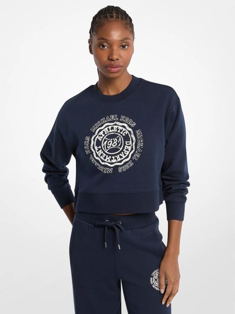 MICHAEL KORS Graphic Logo Cotton Blend Cropped Sweatshirt