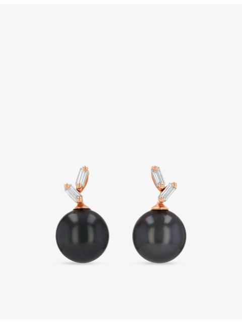 SUZANNE KALAN Pearl 18ct Rose-Gold And 0.45ct Diamond Earrings