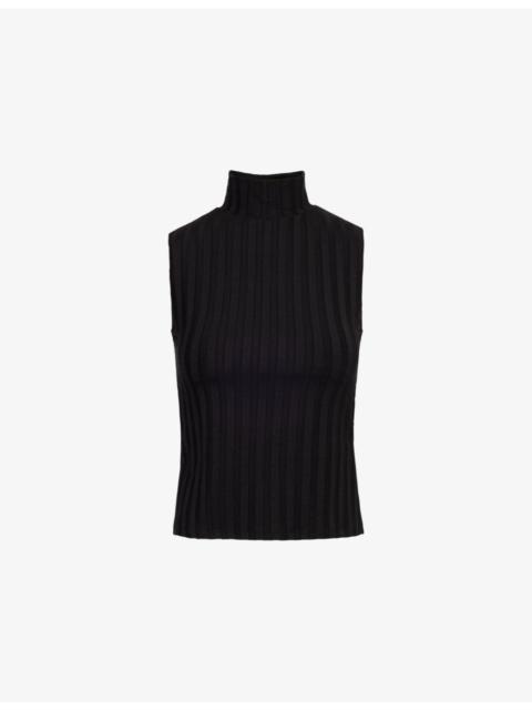 Reformation Maison ribbed high-neck stretch-jersey top