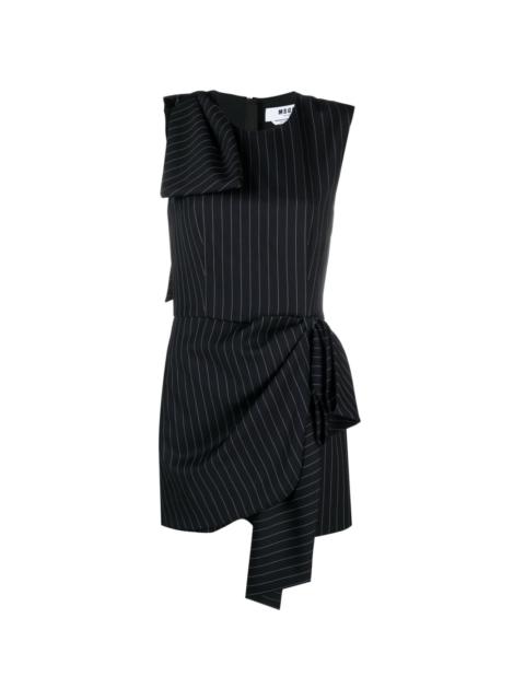 MSGM bow-detailed pinstriped-pattern dress