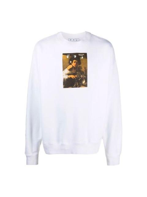 Off-White 남성 오프 화이트 FW21 Caravaggio 인쇄 느슨한 적합 백색 OMBA054F21FLE0100184
