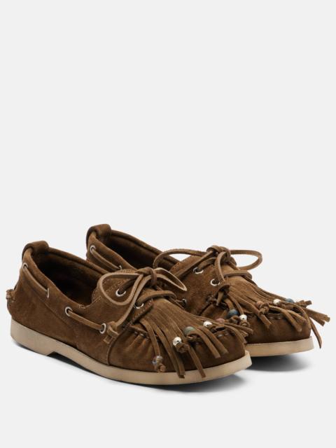 Golden Goose Embellished suede boat shoes