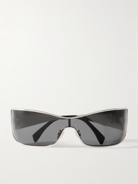 CELINE Rectangular-frame silver-tone sunglasses Silver