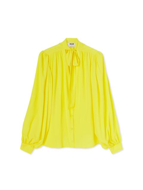 MSGM Blended silk crepe de chine blouse with bow