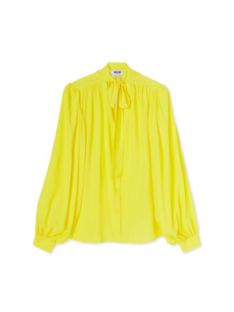 MSGM Blended silk crepe de chine blouse with bow
