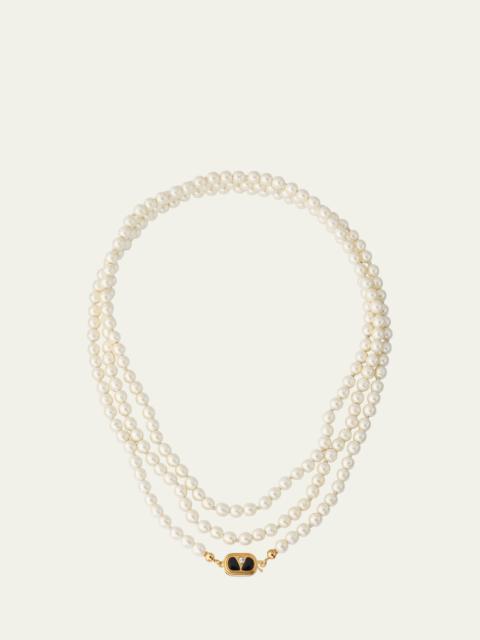 VLOGO Akoya Pearl Layered Ovalette Necklace